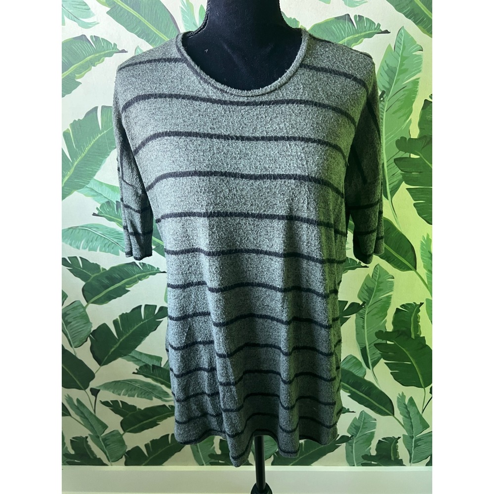 Cherish Striped Tunic Top Women Medium Green